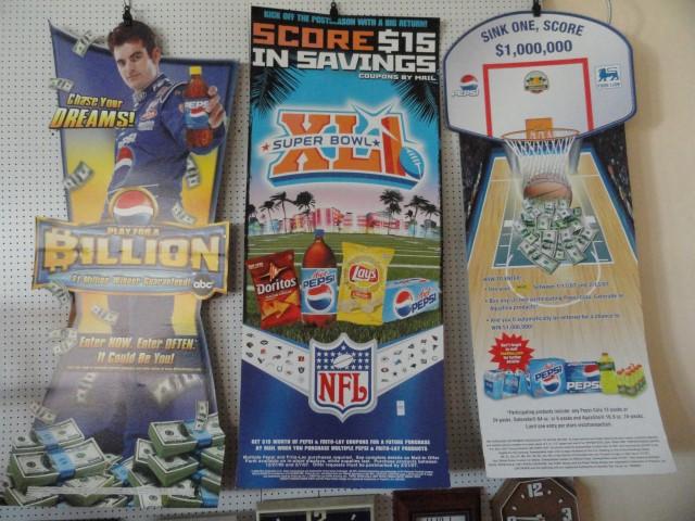 THREE PEPSI CARDBOARD ADVERTISEMENTS INCLUDING JEFF GORDAN AND SUPER XL1 AP