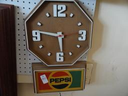 PEPSI CLOCK OCTOGON SHAPE APPROX 20" TALL