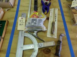 TABLE LOT INCLUDING NEW EASY HOLD CLAMPS SCISSOR CLAMPS JOINTER CLAMPS AND