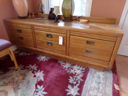 NATURAL WOOD CREDENZA APPROX  6 FEET X 20 INCH THREE DRAWERS