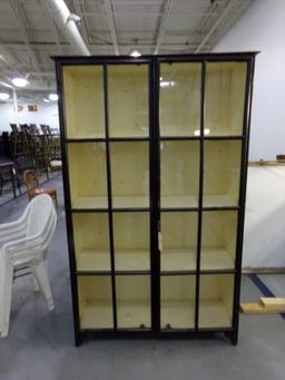 GLASS DOOR DISPLAY CASE ALL METAL APPROX 80" X 48" X 16" DEEP