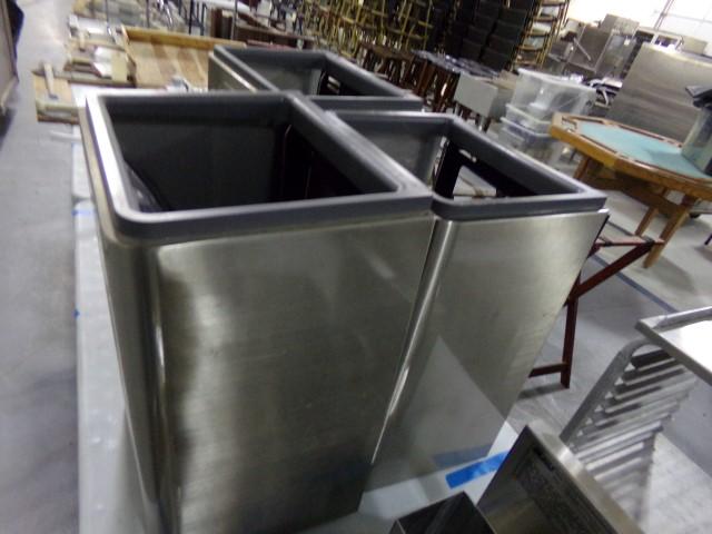 THREE STAINLESS STEEL CINTAS TRASH RECEPTACLES