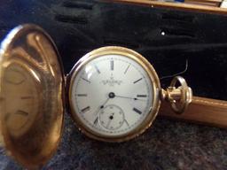 LADIES 14K YELLOW GOLD PLATED WATCH ELGIN HEAVILY ENGRAVED