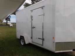 #1401 2017 ENCLOSED TRAILER BY INTERSTATE 6 X 12 VNOSE SINGLE AXLE RAMP GAT