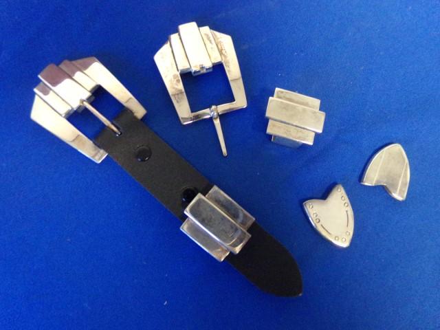 5 PC MEXICAN STERLING INCL 2 BUCKLES- 2 TIPS- & 2 SLIDES (5.52 Toz)