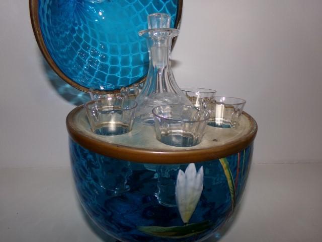 19TH CENTURY ENAMELED MOSER STYLE CORDIAL SET 10"