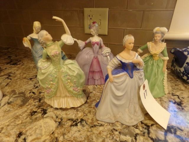 COLLECTION FIVE FRANKLIN PORCELAIN FIGURINES LIMITED EDITION