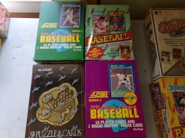 COLLECTION FOUR BOXES BASEBALL CARDS AND PUZZLES NEW IN BOX SOME 1991