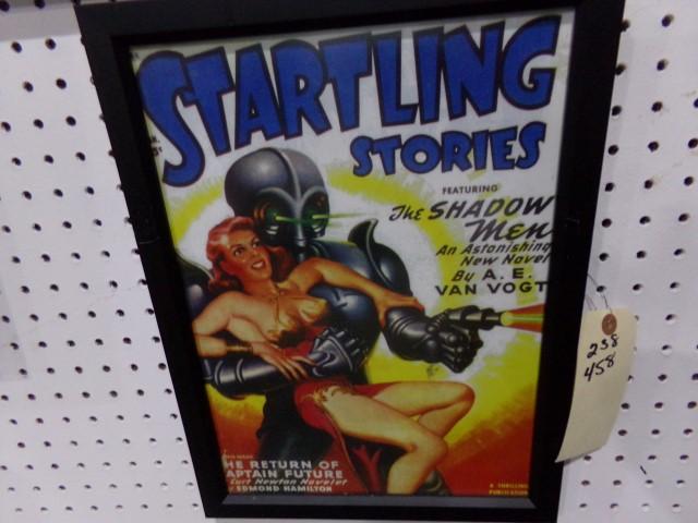 STARTLING STORIES THE SHADOW MEN REPRODUCTION FRAMED POSTER APPROX 17 X 12