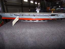 MODEL OF US AIRCRAFT CARRIER #65 APPROX 38 INCH LONG