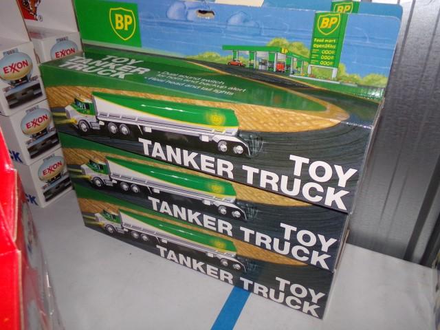 SIX NEW IN BOX BP TOY TANKER TRUCK DUAL SOUND SWITCH FOR HORN AND BACKUP RE