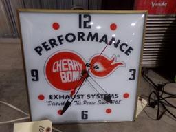 PERFORMANCE CHERRY BOMB EXHAUST SYSTEM ELECTRIC CLOCK APPROX 15 X 15
