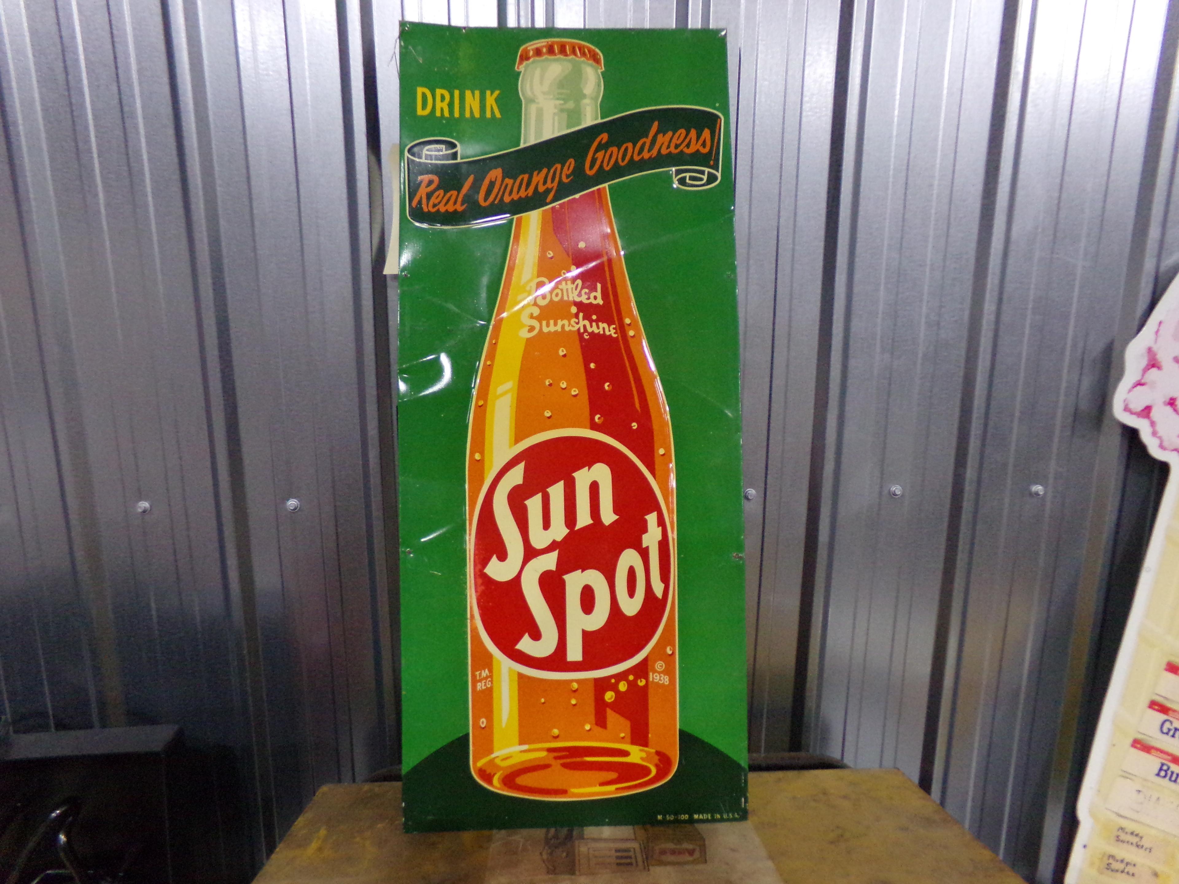 METAL PAINTED SIGN SUNSPOT SODA APPROX 27 X 11 1/2