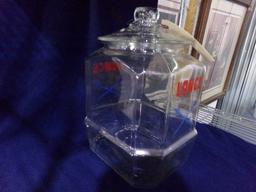 LANCE COUNTER TOP GLASS JAR APPROX 12 INCH TALL