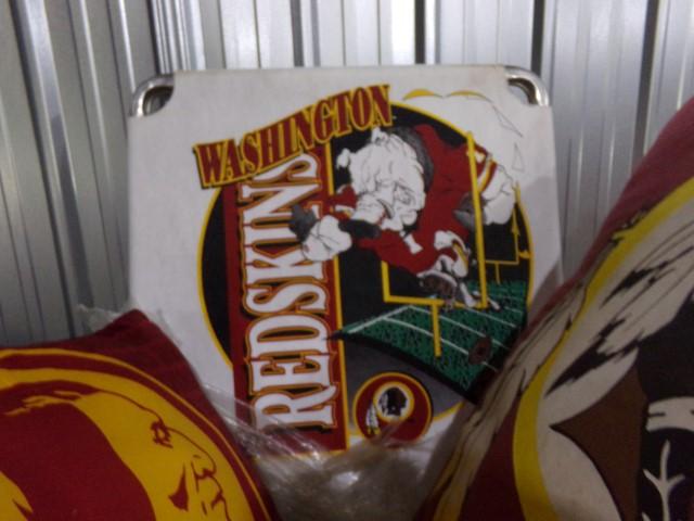 WASHINGTON REDSKINS LOT INCLUDING FOLDING CHAIR PILLOWS GUMBALL BANK AND MO