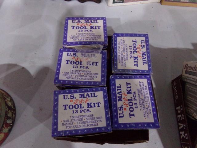BOX LOT WITH 5 US MAIL ROLL OUT TOOL KIT 13 PIECES AND THE FUTURE OF MODEL