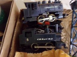 BOX LOT WITH MINIATURE ENGINES MADE IN TOKYO IN BAGS LLOYDS MODEL RAILROAD