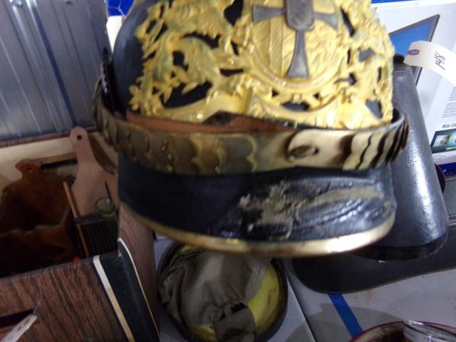 SPIKE HELMET PICKLEHAUBE WITH LEATHER CARRYING CASE