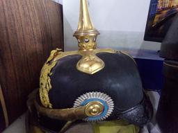 SPIKE HELMET PICKLEHAUBE WITH LEATHER CARRYING CASE