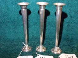 3 COURTSHIP INTERNATIONAL STERLING BUD VASES 8 INCH TALL WEIGHTED 6.30 T OZ