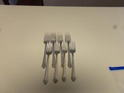 8 HEIRLOOM STERLING SALAD FORKS 9.77 T OZ