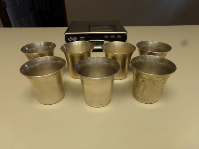 7 STIEFF STERLING SHOT GLASSES 10.18 T OZ