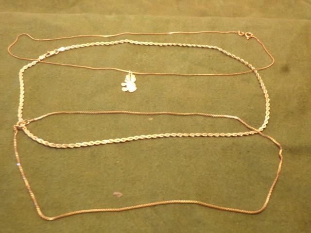 3 YELLOW GOLD 14 KT NECKLACES 8.4 DWT