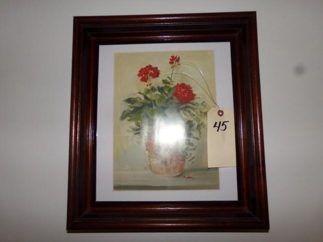 ANTIQUE TRIPLE FRAME WITH FLORAL PRINT APPROXIMATELY 14 X 16