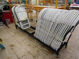 #1091 CHAIR RACK ON CASTERS 40 WHITE CHAIRS