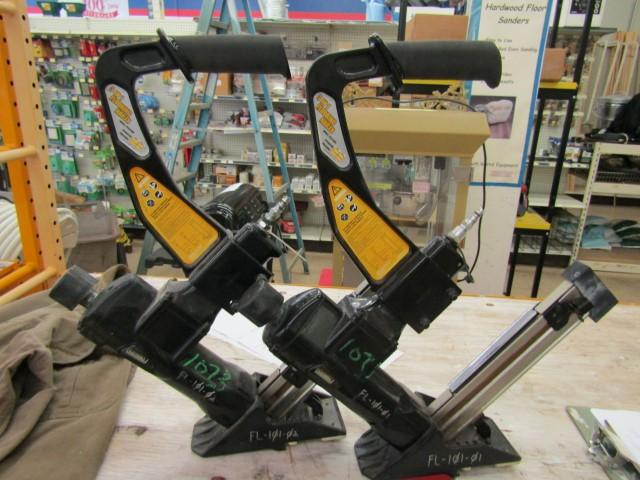 #1073 2 FREEMAN 3 IN FLOOR NAILERS MOD PFL618BR WITH MALLETS