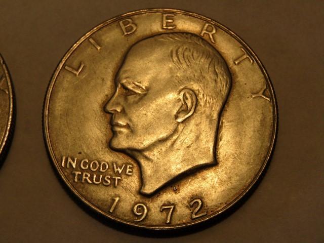 2 EISENHOWER SILVER DOLLARS 1972 1776-1976