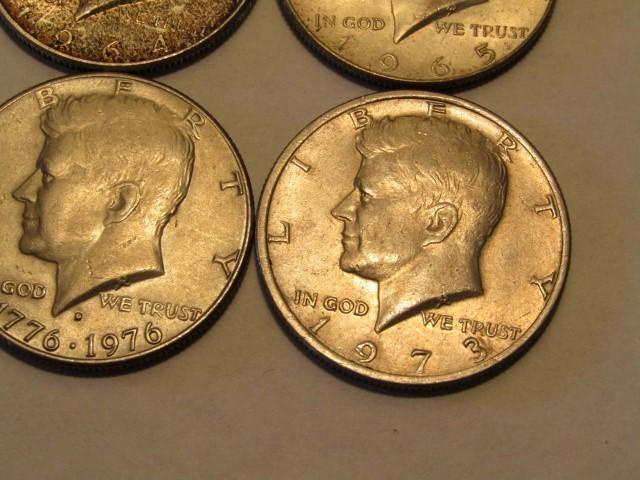4 KENNEDY 1/2 DOLLARS 1964 1965 1973 1976
