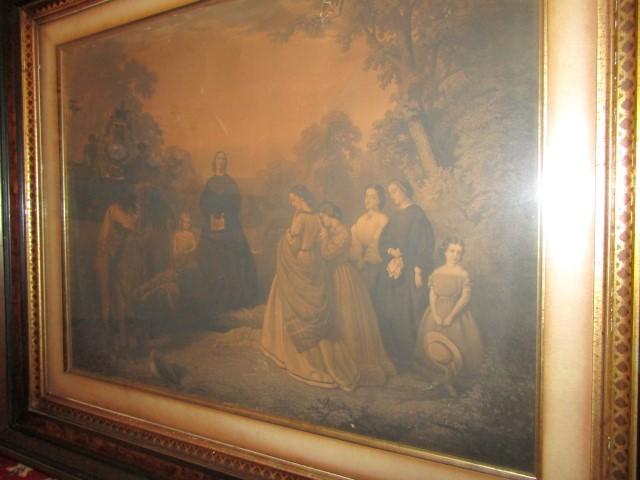 EARLY 19TH CENTURY STEEL ENGRAVING IN WALNUT FRAME 36 X 44