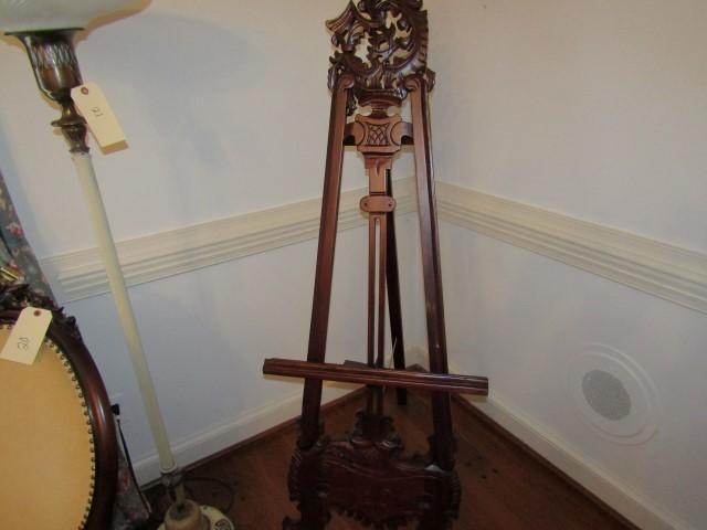 CONTEMPORARY HEAVILY CARVED HARDWOOD EASEL