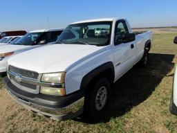 #306 2003 CHEVY 2500 2 DOOR REG CAB 61901 MILES AUTO TRANS 6.0 L AM FM A/C