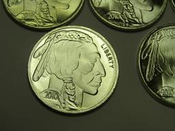 5 2010 buffalo 1oz .999 fine silver