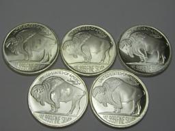 5 2010 buffalo 1oz .999 fine silver