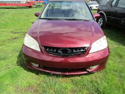 #2905 2004 HONDA CIVIC 208770 MILES 5 SP MANUAL PWR PKG CRUISE SUNROOF FRON