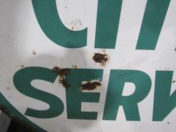 TWO SIDED CITIES SERVICE CLOVER SHAPED SIGN BY VERIBRITE SIGNS CHICAGO NEW