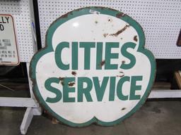 TWO SIDED CITIES SERVICE CLOVER SHAPED SIGN BY VERIBRITE SIGNS CHICAGO NEW