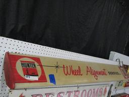 LIGHTED HUNTER WHEEL ALIGNMENT SERVICE SIGN APPROXIMATLEY 75 X 9