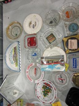 LARGE COLLECTION OF ADVERTISING ASHTRAYS MOSTLY LOCAL INCLUDING ST MICHAELS