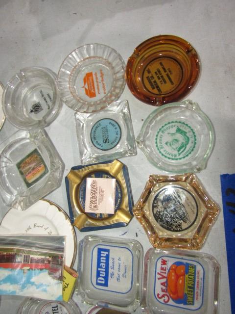 LARGE COLLECTION OF ADVERTISING ASHTRAYS MOSTLY LOCAL INCLUDING ST MICHAELS