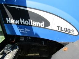 #206 NEW HOLLAND TL 90A TRACTOR 4 WD DUAL REAR WHEELS ENCLOSED CAB AC/HEAT