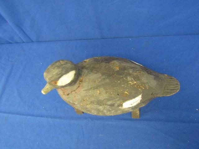 CORK HEN BUFFLEHEAD DECOY WITH MULAK CARVED IN BOTTOM