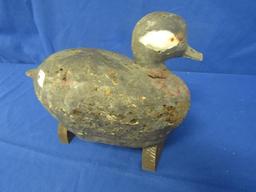 CORK HEN BUFFLEHEAD DECOY WITH MULAK CARVED IN BOTTOM