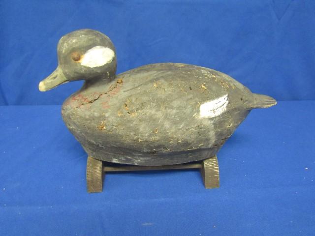 CORK HEN BUFFLEHEAD DECOY WITH MULAK CARVED IN BOTTOM