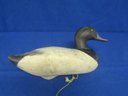 MADISON MITCHELL DRAKE BLUEBILL DECOY SIGNED AND DATED 1958 WITH WEIGHT LIN