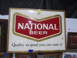 NATIONAL BEER ADVERTISING SIGN METAL 46 X 36