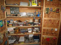 CONTENTS OF CABINET INCLUDING LARGE LOT OF FASTENERS AND HARDWARE PLUMPING